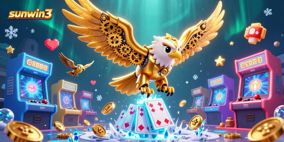 Engage with sunwin3 in vibrant 3D casino action featuring a dynamic golden eagle amidst exciting gaming elements.