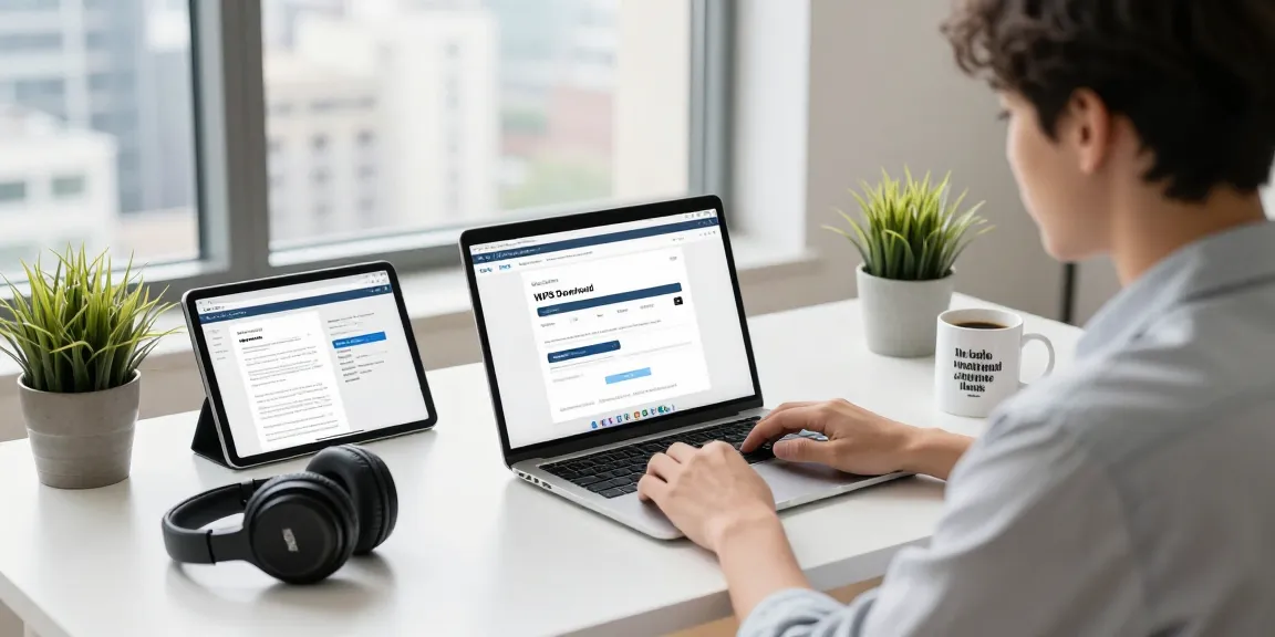 WPS Download featured in a modern home office workspace, showcasing a productive setting.